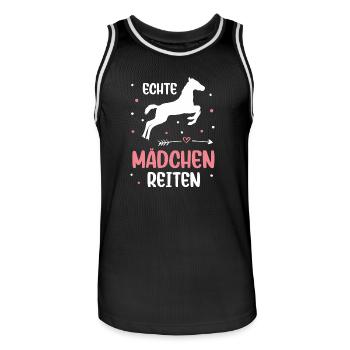 Echte Mädchen Reiten Pferde Mädchen - Männer Basketball-Trikot - Schwarz/Weiß - Vorne - AI Model Male 185 dark (185cm)
