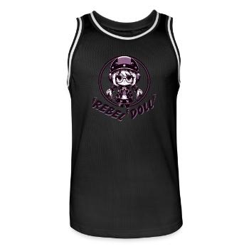 Rebellische Puppe - Männer Basketball-Trikot - Schwarz/Weiß - Vorne - AI Model Male 185 dark (185cm)