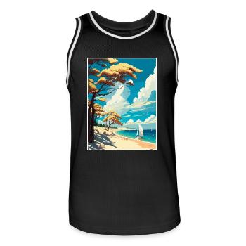 Rügeninsel Deutschland Vintage Reiseposter WPA Kunst - Männer Basketball-Trikot - Schwarz/Weiß - Vorne - AI Model Male 185 dark (185cm)