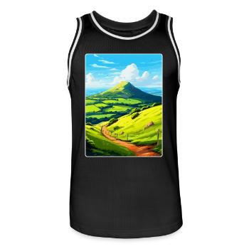 Duncryne Hill Stirling Vintage Reiseposter WPA - Männer Basketball-Trikot - Schwarz/Weiß - Vorne - AI Model Male 185 dark (185cm)