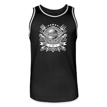 Logo du gril - Maillot de basket Homme - noir/blanc - Devant - AI Model Male 185 dark (185cm)