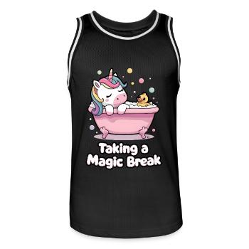 Taking A Magic Break - Men's Basketball Jersey - black/white - Front - AI Model Male 185 dark (185cm)
