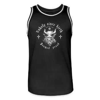 Dämonischer Teufel „Unholy since birth" - Gothic - Männer Basketball-Trikot - Schwarz/Weiß - Vorne - AI Model Male 185 dark (185cm)