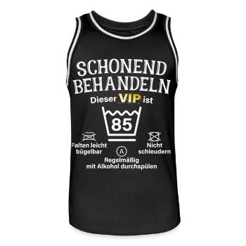 85. Geburtstag Schonend Behandeln 85 VIP ist 85 - Männer Basketball-Trikot - Schwarz/Weiß - Vorne - AI Model Male 185 dark (185cm)