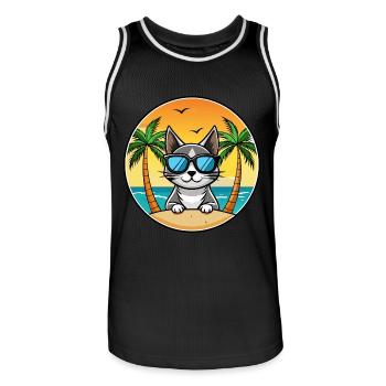 Bombay Cat Breed Cartoon Lunettes de soleil Beach - Maillot de basket Homme - noir/blanc - Devant - AI Model Male 185 dark (185cm)