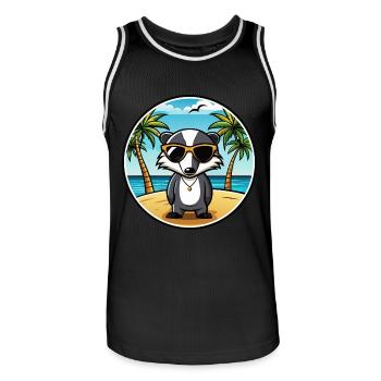 Dachs Lustige Cartoon Sommer Strand Sonnenbrille Cool - Männer Basketball-Trikot - Schwarz/Weiß - Vorne - AI Model Male 185 dark (185cm)