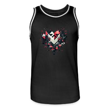 Geometrisches Herz - Männer Basketball-Trikot - Schwarz/Weiß - Vorne - AI Model Male 185 dark (185cm)