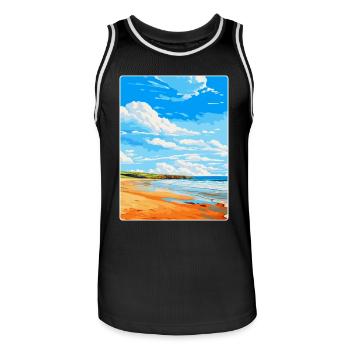 Constantine Bay, Cornwall, England, Vereinigtes Königreich, Reiseposter - Männer Basketball-Trikot - Schwarz/Weiß - Vorne - AI Model Male 185 dark (185cm)