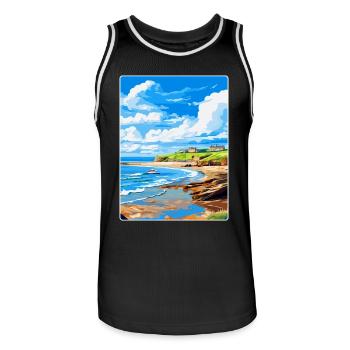 Bude Cornwall, England, Vereinigtes Königreich, Reiseposter, Souvenir - Männer Basketball-Trikot - Schwarz/Weiß - Vorne - AI Model Male 185 dark (185cm)