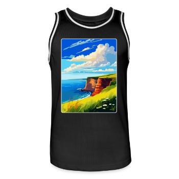 Berry Head Devon Vintage Voyage Poster Souvenir - Maillot de basket Homme - noir/blanc - Devant - AI Model Male 185 dark (185cm)