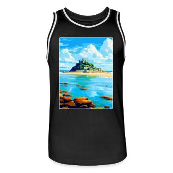 Marazion Cornwall England Uk Reiseposter WPA - Männer Basketball-Trikot - Schwarz/Weiß - Vorne - AI Model Male 185 dark (185cm)