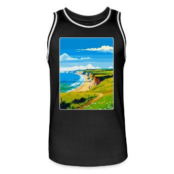 Dorset Uk Vintage Voyage Poster Souvenir WPA - Maillot de basket Homme - noir/blanc - Devant - AI Model Male 185 dark (185cm)
