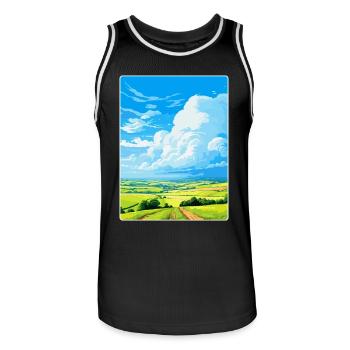 South Downs Vintage Voyage Poster Souvenir WPA - Maillot de basket Homme - noir/blanc - Devant - AI Model Male 185 dark (185cm)