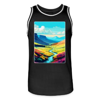 Brecon Beacons Wales Uk Travel Poster Souvenir WPA - Men's Basketball Jersey - black/white - Front - AI Model Male 185 dark (185cm)