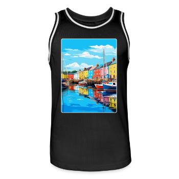 Plymouth England Uk Vintage Reiseplakat Souvenir - Männer Basketball-Trikot - Schwarz/Weiß - Vorne - AI Model Male 185 dark (185cm)