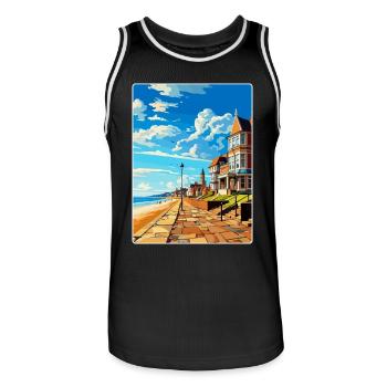 Herne Bay Angleterre Royaume-Uni Affiche de voyage vintage WPA Art - Maillot de basket Homme - noir/blanc - Devant - AI Model Male 185 dark (185cm)