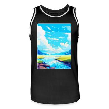 High Cup Nick Cumbria Affiche de voyage vintage WPA - Maillot de basket Homme - noir/blanc - Devant - AI Model Male 185 dark (185cm)