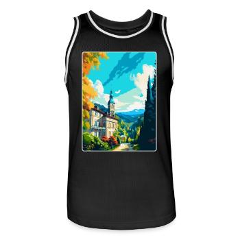 Baden Baden Deutschland Vintage Reiseplakat Souvenir - Männer Basketball-Trikot - Schwarz/Weiß - Vorne - AI Model Male 185 dark (185cm)