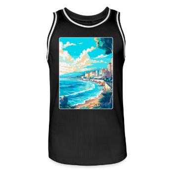 Nice France Vintage Poster Voyage WPA Art Souvenir - Maillot de basket Homme - noir/blanc - Devant - AI Model Male 185 dark (185cm)
