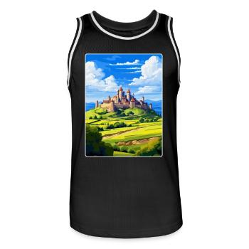 Carcassonn Frankreich Vintage Reiseplakat Souvenir - Männer Basketball-Trikot - Schwarz/Weiß - Vorne - AI Model Male 185 dark (185cm)