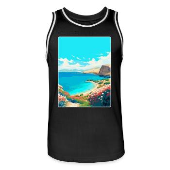 Insel Pag Kroatien Vintage Reiseplakat Souvenir - Männer Basketball-Trikot - Schwarz/Weiß - Vorne - AI Model Male 185 dark (185cm)
