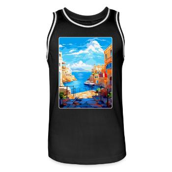 Heraklion Griechenland Vintage Reiseplakat Souvenir - Männer Basketball-Trikot - Schwarz/Weiß - Vorne - AI Model Male 185 dark (185cm)