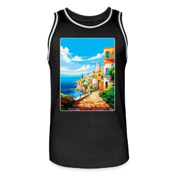 Heraklion Griechenland Vintage Reiseplakat Souvenir - Männer Basketball-Trikot - Schwarz/Weiß - Vorne - AI Model Male 185 dark (185cm)