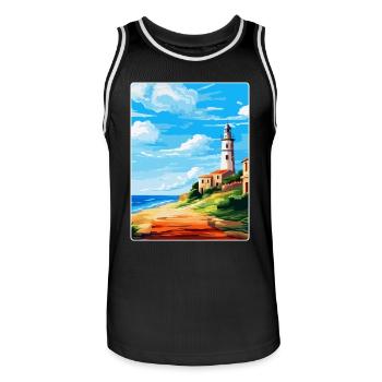 Faro Portugal Vintage Reiseposter WPA Souvenir - Männer Basketball-Trikot - Schwarz/Weiß - Vorne - AI Model Male 185 dark (185cm)