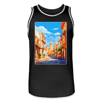 Alicante Espagne Affiche de voyage vintage Souvenir WPA - Maillot de basket Homme - noir/blanc - Devant - AI Model Male 185 dark (185cm)