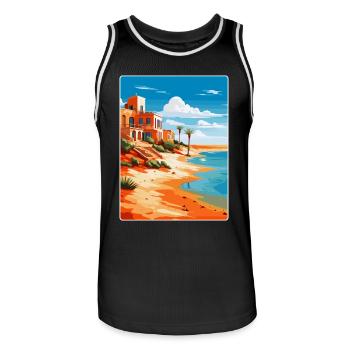 Fuerteventura Espagne Affiche de voyage vintage Souvenir - Maillot de basket Homme - noir/blanc - Devant - AI Model Male 185 dark (185cm)