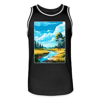 Affiche de voyage vintage Swietokrzyski Pologne WPA Art - Maillot de basket Homme - noir/blanc - Devant - AI Model Male 185 dark (185cm)