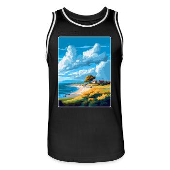 Gotland Schweden Vintage Reiseplakat Souvenir WPA - Männer Basketball-Trikot - Schwarz/Weiß - Vorne - AI Model Male 185 dark (185cm)