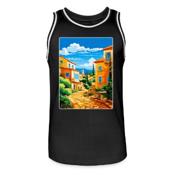 Vila Vicosa Portugal Affiche de voyage vintage WPA Art - Maillot de basket Homme - noir/blanc - Devant - AI Model Male 185 dark (185cm)
