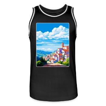 Castelo Branco Portugal Vintage Reiseposter WPA - Männer Basketball-Trikot - Schwarz/Weiß - Vorne - AI Model Male 185 dark (185cm)
