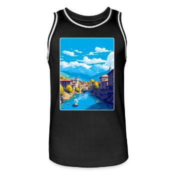 Sarajevo Bosnien Herzegowina Vintage Reiseposter - Männer Basketball-Trikot - Schwarz/Weiß - Vorne - AI Model Male 185 dark (185cm)