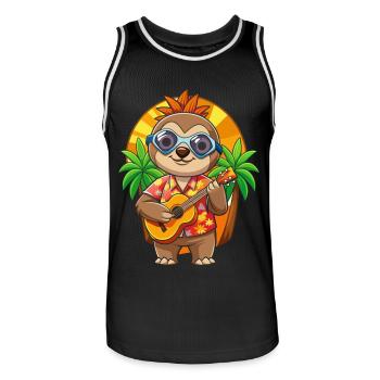 Lustige Faultier Sommer Strand Sonnenbrille Hawaiianisch - Männer Basketball-Trikot - Schwarz/Weiß - Vorne - AI Model Male 185 dark (185cm)