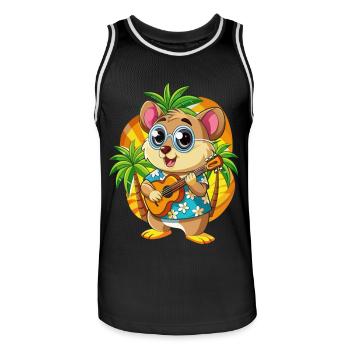 Lustige Hamster Cartoon Sommer Strand Sonnenbrille - Männer Basketball-Trikot - Schwarz/Weiß - Vorne - AI Model Male 185 dark (185cm)