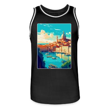 Marseille Frankreich Vintage Reiseplakat Souvenir - Männer Basketball-Trikot - Schwarz/Weiß - Vorne - AI Model Male 185 dark (185cm)
