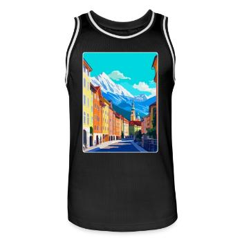 Innsbruck Autriche Affiche de voyage vintage souvenir - Maillot de basket Homme - noir/blanc - Devant - AI Model Male 185 dark (185cm)