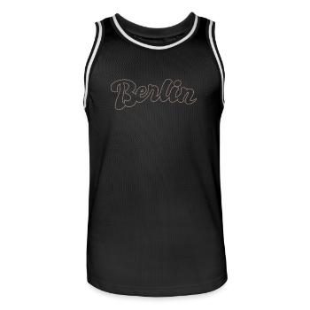Berlin Deutsche Hauptstadt Schriftzug - Männer Basketball-Trikot - Schwarz/Weiß - Vorne - AI Model Male 185 dark (185cm)