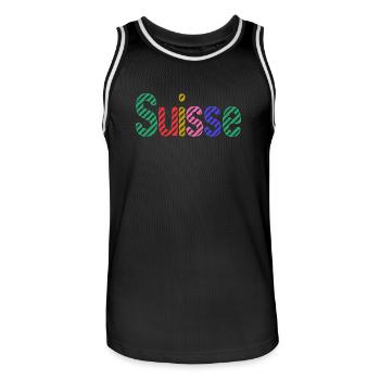 SCHWEIZ. HUMOR. LAND. FLAGGE. GENF. LAUSANNE - Männer Basketball-Trikot - Schwarz/Weiß - Vorne - AI Model Male 185 dark (185cm)