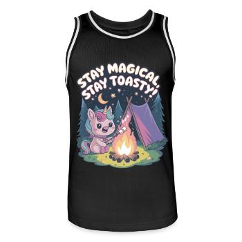 Bleiben Sie magisch, bleiben Sie warm! - Männer Basketball-Trikot - Schwarz/Weiß - Vorne - AI Model Male 185 dark (185cm)