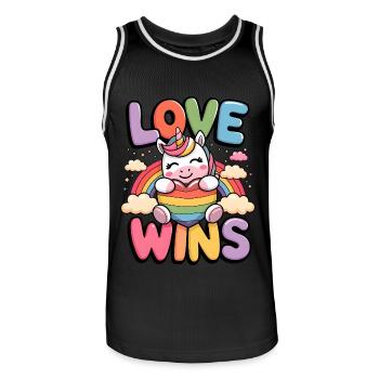 Love Wins - Men's Basketball Jersey - black/white - Front - AI Model Male 185 dark (185cm)