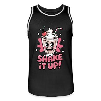 Shake It Up - Men's Basketball Jersey - black/white - Front - AI Model Male 185 dark (185cm)