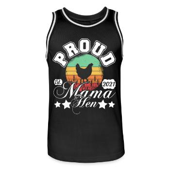 Stolze Mama-Henne Retro-Sonnenkreis - Männer Basketball-Trikot - Schwarz/Weiß - Vorne - AI Model Male 185 dark (185cm)