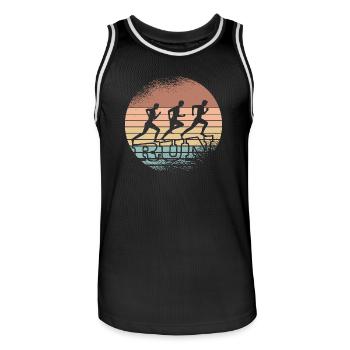 Retro Sunset Runner Trio - Men's Basketball Jersey - black/white - Front - AI Model Male 185 dark (185cm)