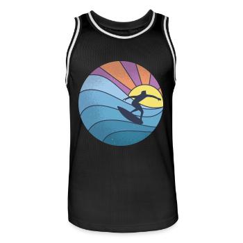 Sonne Meer Wellenreiten - Männer Basketball-Trikot - Schwarz/Weiß - Vorne - AI Model Male 185 dark (185cm)