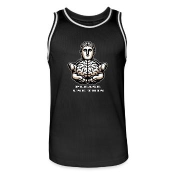 Bitte verwenden Sie dieses Gehirn - Lustiges stoisches Design - Männer Basketball-Trikot - Schwarz/Weiß - Vorne - AI Model Male 185 dark (185cm)
