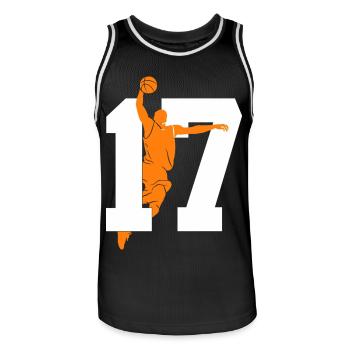 NUMÉRO 17 : 17E ANNIVERSAIRE DE BASKET-BALL - Maillot de basket Homme - noir/blanc - Devant - AI Model Male 185 dark (185cm)