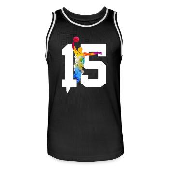 NUMÉRO 15 BASKETBALL 15E ANNIVERSAIRE - Maillot de basket Homme - noir/blanc - Devant - AI Model Male 185 dark (185cm)